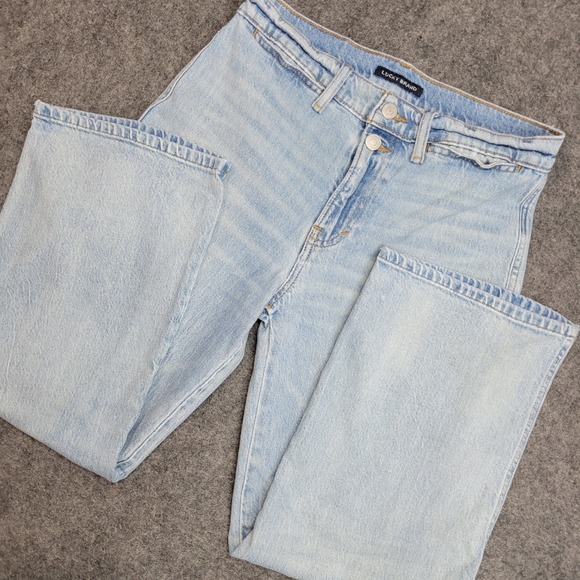 Lucky Brand Denim - Lucky Brand Jeans Womens 2/26 Blue Denim Mid Rise Cropped Wide Leg Button Fly